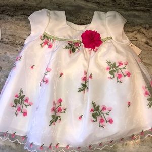 Mia + Mimi white and pink floral dress NWT